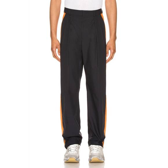 NEW VALENTINO contrast panel trousers in navy/mandarin orange